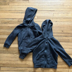 Bundle 2-Pack Unisex Toddler Zip Up Grey Hoodie Sweater | 3T